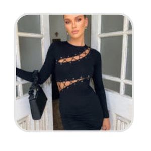 Black long sleep mini dress